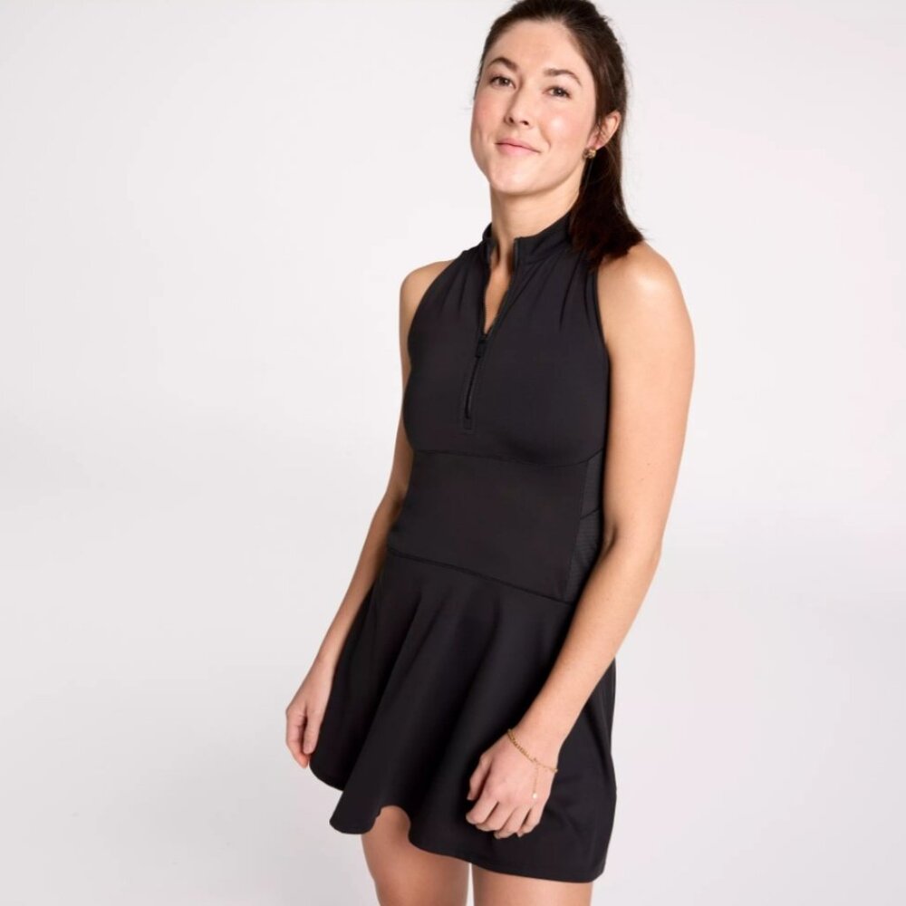 Calia Women's Powermove Tennis Court Dress in Pure Black NWT